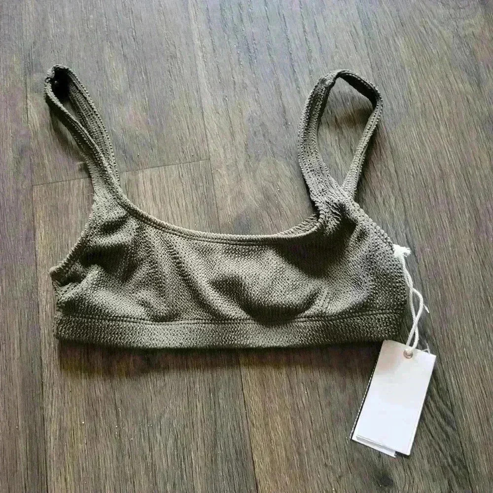 Good American Olive Bikini Top